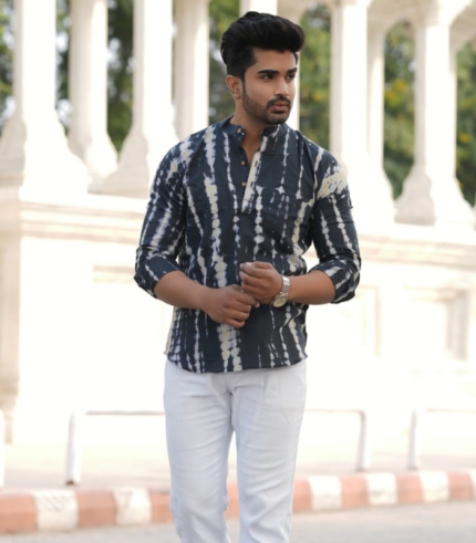 chirja-handprinted-bagru-printed-cotton-shirt-front-view